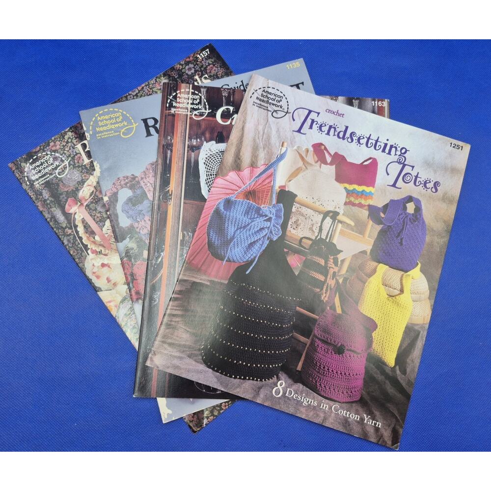 American School of Needlework 4 Crochet Pattern Booklets Mixed Lot